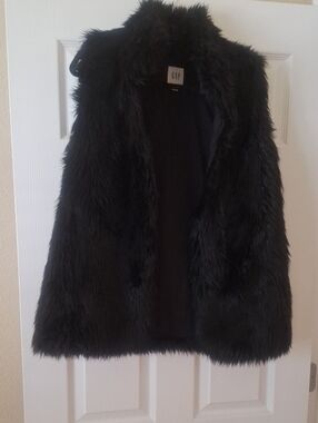 GAP Black Faux Fur Teddy Jacket
